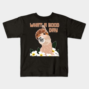 What A Good Day Llama Vicuna Guanaco Breeder Alpaca Kids T-Shirt